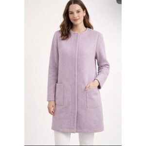 Tahari Wool Blend Coat Lavender Size M Minimalist Clean Girl Parisian